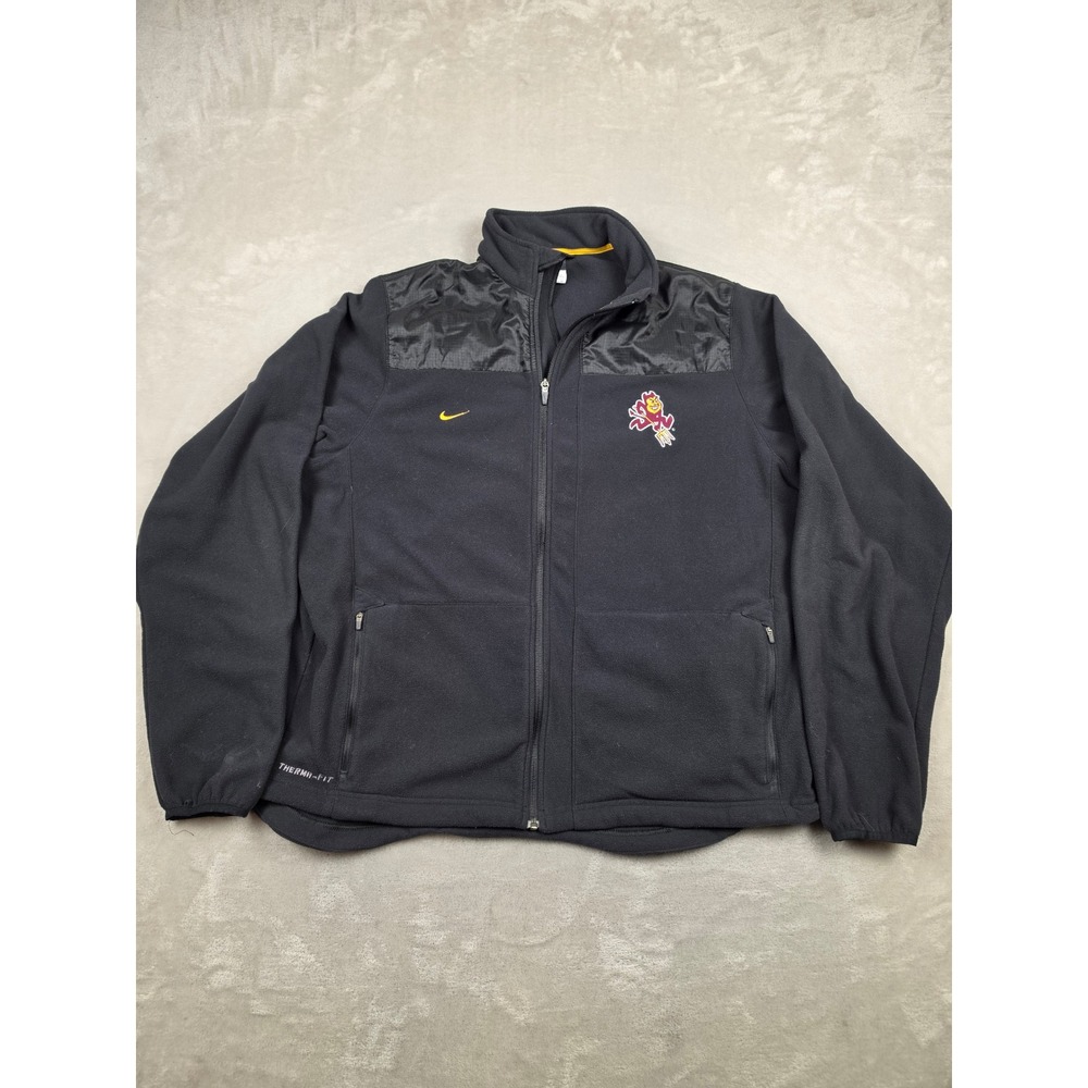 Nike Full Zip Fleece Jacket Mens XL Black Arizona State Sun Devils Therma-FIT